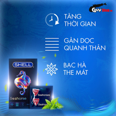 Bao cao su Shell Seahorse - Kéo dài thời gian - Hộp 3 cái