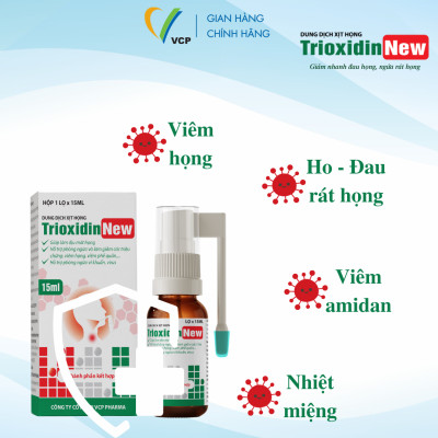 [COMBO 2 LỌ] Xịt Họng Trioxidin New VCP Pharma - Hỗ Trợ Giảm Các Triệu Chứng Ho, Đau Họng, Ngứa Rát Họng - Chai 15ml