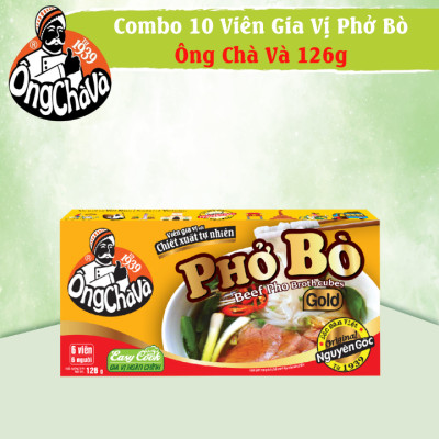 Combo 10 Hộp Viên Gia Vị Phở Bò Gold Ông Chà Và 126g (Beef Pho Broth Cubes)