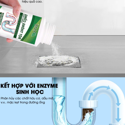 Combo 2 lọ bột thông cống AMB, bột thông bồn cầu, bồn rửa bát, tắc cống siêu mạnh, hiệu quả an toàn