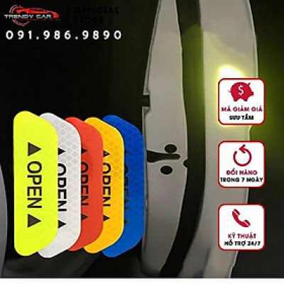 Bộ 4 decal dán phản quang trang trí ô tô OPEN cánh cửa xe ô tô - Phản Quang báo hiệu cửa xe đang mở loại tốt nhiều màu