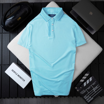 Áo polo golf nam ngắn tay ALIGRO chất vải coolmax màu xanh biển năng động ALGPLO105
