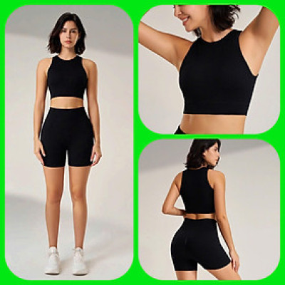 Set Đùi Nữ Tập Yoga, Gym, Chạy Bộ...Dệt Kim Áo Mút Lót Đúc Liền Quần Đùi Nhún Mông Co Giãn Tốt Nhanh Khô