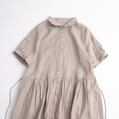 Đầm babydoll nữ thiết kế cổ sen mềm mại, nữ tính vải Linen mịn mát