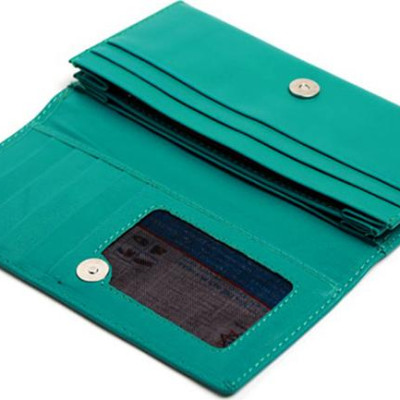 Ví Nữ Da Bò 2 Gấp Huy Hoàng HT3166 (18,5 x 9 cm) - Xanh Lá
