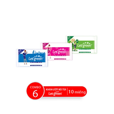 Combo Gói Khăn Giấy Ướt Bỏ Túi LET-GREEN, 10 Miếng/Gói