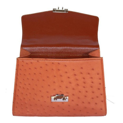 Túi hộp đeo chéo nữ Huy Hoàng da đà điểu màu vàng bò HC6459