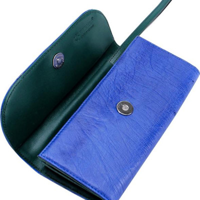 Ví Nữ Da Đà Điểu 3 Gấp Huy Hoàng HT3402 (18.5 x 9 cm) - Xanh Dương