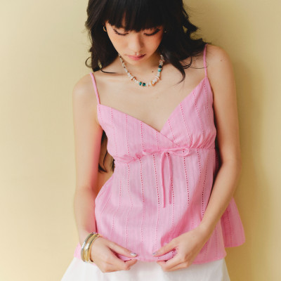 DOTTIE - Áo dây đính nơ - Hồng - T1112