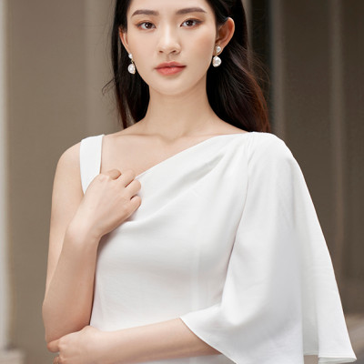 VÁY LỤA TRẮNG CAO CẤP 2 LỚP PARTY 