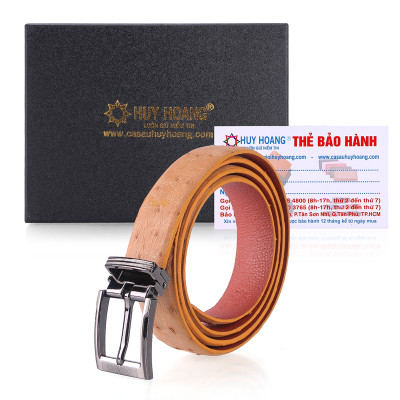 Thắt Lưng Nữ Da Đà Điểu Da Hột Huy Hoàng HT5423 - Vàng Bò