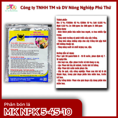 Phân Bón Lá Đầu Trâu MK 5-45-10 gói 10g