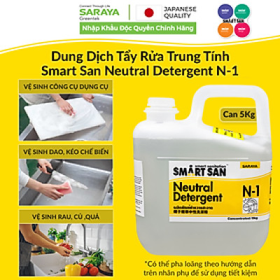 Dung Dịch Tẩy Rửa Trung Tính Rau, Củ, Quả Saraya Neutral Detergent N-1, Thân Thiện Với Da Và Môi Trường - Can 5Kg