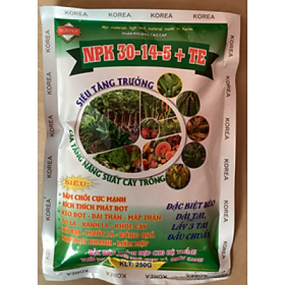 phân bón tăng trưởng npk 30-14-5 TE , đâm chồi, nẩy lộc, kéo đọt, dài thân 