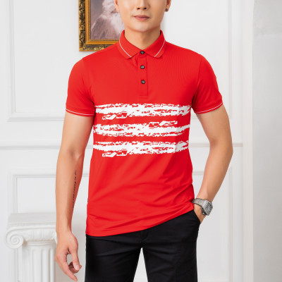 Áo Polo đỏ phối kẻ ngang Aligro ALGPLO71