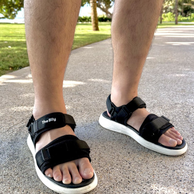 Giày Sandal Nam Nữ Unisex The BiLy Quai Ngang Dây Dù Đế Phylon Siêu Êm Nhẹ Màu Đen-BL10