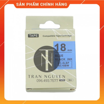 [Combo 5 cuộn] Nhãn in Tepra SC18BW (LC-5LBP) - Chữ đen nền dương 18mm x 8m - Hàng nhập khẩu