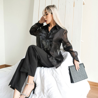 Áo organza đen