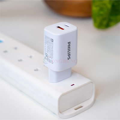Cốc sạc Philips 1USB 1Type-C 30W PD/QC3.0 DLP5331CW/74 - Hàng chính hãng