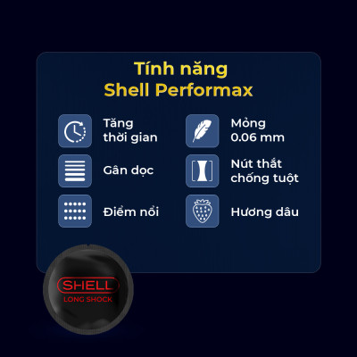 Bao cao su Shell Dino Trice - 1 bao gai, 2 vòng bi + 1 bao Shell Performax (Hộp 2 cái) | SHELL CHÍNH HÃNG