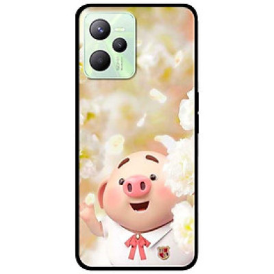 Ốp lưng dành cho Realme C35 mẫu Heo Áo Trắng Nơ Đỏ