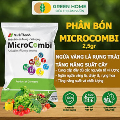 Phân Vi Lượng Micro Combi, GreenHome, Gói 2.5Gr, Cung Cấp Vi Lượng Thiết Yếu Cho Cây Trồng