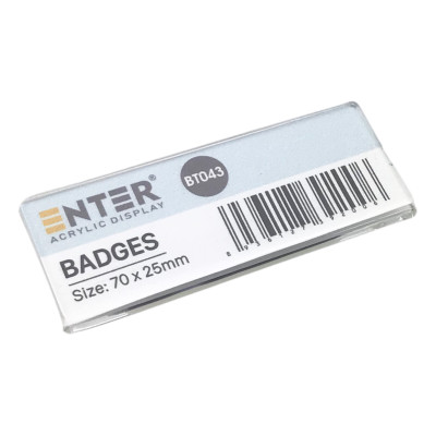 Phôi thẻ tên mica Enter BT043 70x25mm gắn nam châm N010 (10,100) - Bịch (10)