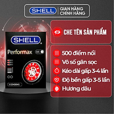 Bao cao su Shell Performax 6 in 1 kéo dài thời gian - Hộp 3 cái | SHELL CHÍNH HÃNG