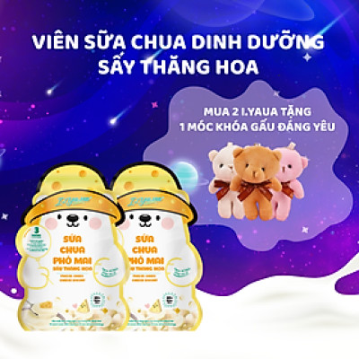 [Mua 2 tặng 1 Móc Khóa Gấu] Sữa Chua Sấy Thăng Hoa IYaua Gấu Hạt Nút Vị PHÔ MAI Túi 16G