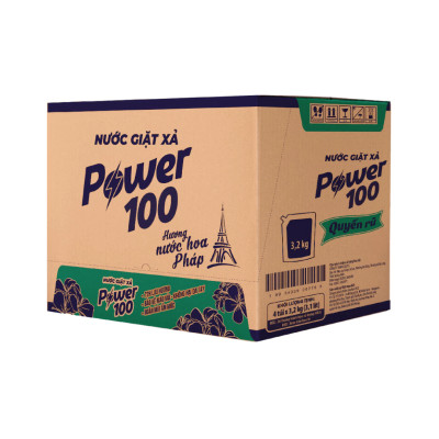 Combo 2 Túi Nước Giặt Xả POWER100 Hương Nước Hoa Pháp 3.2KGx2