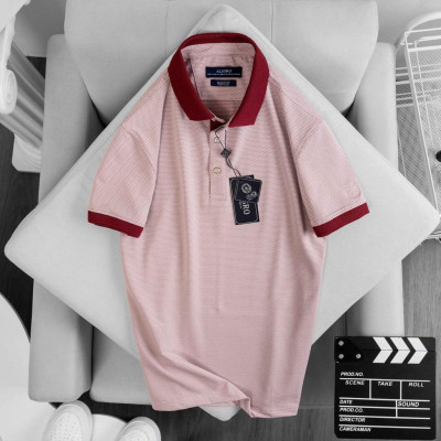 Áo polo, áo phông, áo thun cổ bẻ nam màu đỏ đô dệt kiểu V Aligro chất liệu cotton, không xù, không bám dính ALGPLO77