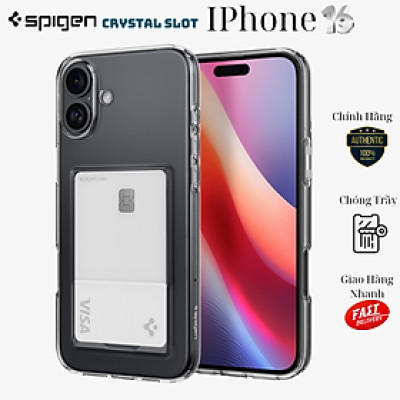 Ốp Lưng TPU trong suốt cho iPhone 16 Pro/ 16 Pro Max/ 16/ 16 Plu SPIGEN CRYSTAL SLOT, có khe đựng thẻ_ Hàng chính hãng