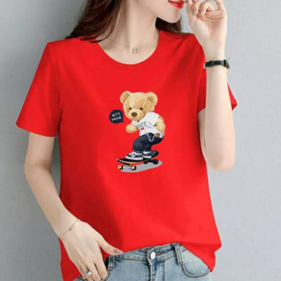 Áo thun nữ MXM cổ tròn form rộng in gấu dễ thương thun cotton 4 chiều từ 45-60kg ( ANU082 )