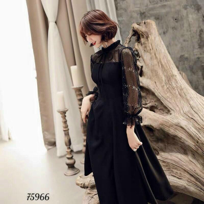 Đầm Xòe Dáng Dài Phối Tay Lưới_V13