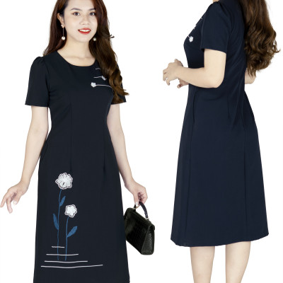 Đầm Suông A Thêu Hoa 3D Siêu Sang Trọng