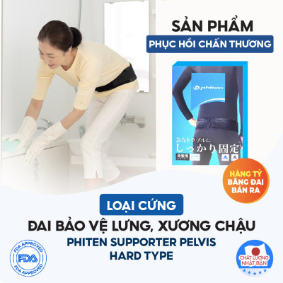 Đai bảo vệ xương chậu loại cứng Phiten supporter pelvis firm hard type AP177003/AP177004/AP177005