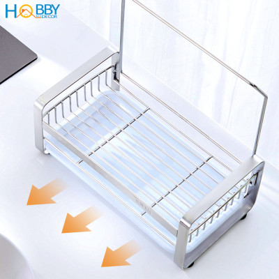 Kệ đựng đồ dùng rửa chén có treo khăn dán tường Hobby home decor KRC4