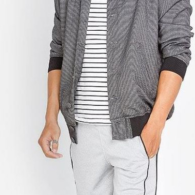 Quần short thun nam phối sọc hông Phúc An N0001 màu xám có big size