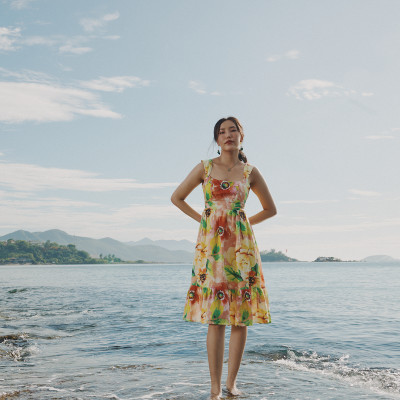 Đầm Linen Xoè Dâm Bụt DRE200 Thời trang thiết kế Hity