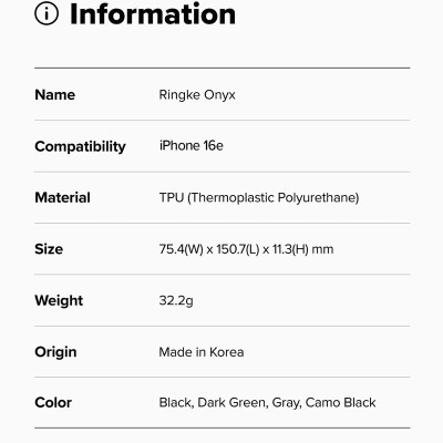 Ốp lưng dành cho iPhone 16e RINGKE Onyx - Hàng Chính Hãng