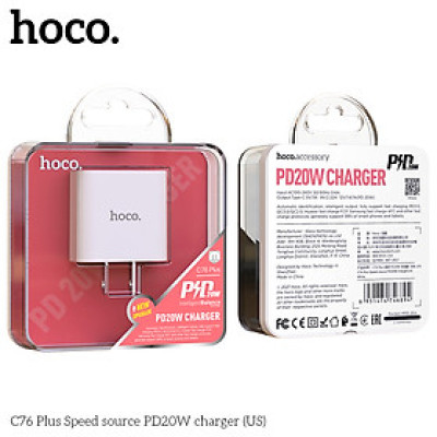 Bộ sạc siêu nhanh cho IP chuẩn PD 20W Hoco C76 Plus, bộ củ cáp sạc nhanh hàng chính hãng Hoco không nóng máy - Hoco Mall
