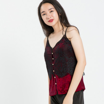 Áo Hai Dây Nhung Hity TOP080 (Đỏ Auburn)