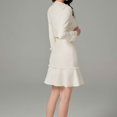 Đầm dạ Tweed màu kem Blossom Thiết kế cao cấp WHITE CHIC