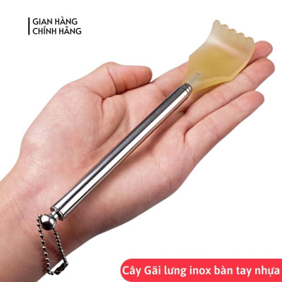 Cây Gãi Lưng Inox Kéo Dài Nhỏ Gọn Cây Gãi Lưng Rút Gọn Tuỳ Chỉnh Chiều Dài Hình Bàn Tay Cán Inox không gỉ phần Gãi bằng Nhựa cứng Loại tốt