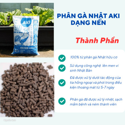 [Túi 1kg] Phân Gà Nhật AKI ĐGT Viên Nén Hữu Cơ Tan Chậm