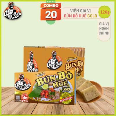 Lốc 20 Hộp Viên Gia Vị Bún Bò Huế Gold 126g Ông Chà Và (Hue Beef Rice Noodle Soup Cubes)