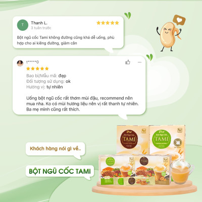1 gói bột ngũ cốc Tami không đường TÂM MINH FOODS dinh dưỡng giảm cân