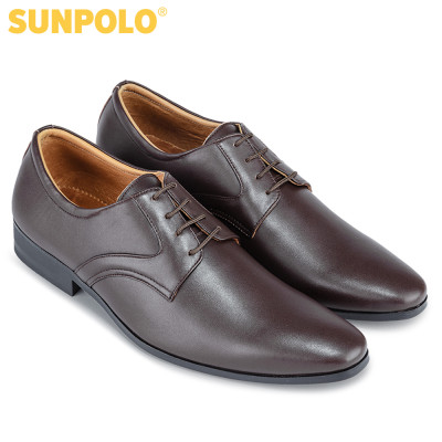 Giày tây nam có dây da bò đế cao su SUNPOLO SKT111 phiên bản nâu
