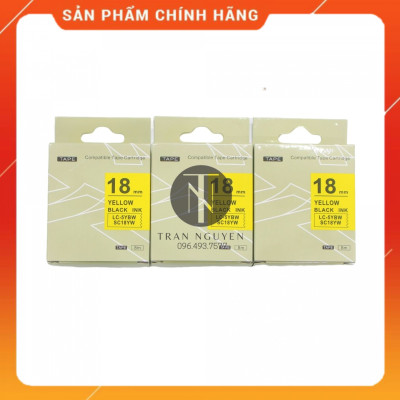 Nhãn in Tepra SC18YW (LC-5YBW) - Chữ đen nền vàng 18mm x 8m - Hàng nhập khẩu