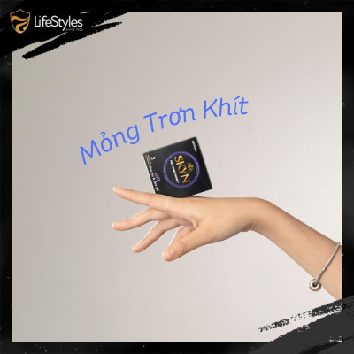 Bao cao su mỏng khít LifeStyles Zero - Trơn êm -  Hộp 3 bao
